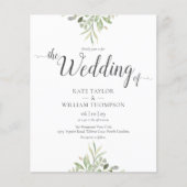 Budget Greenery Script Weduwen Foto Uitnodiging (Voorkant)