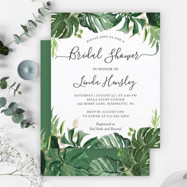 Budget Greenery Tropical Bridal Shower Invitations (Creator heeft geüpload)