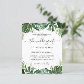 Budget Greenery Tropical Palm Leaf Wedding Invites (Staand voorkant)