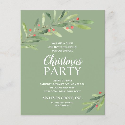 Budget Greenery - Uitnodiging voor Kerstmis Flyer (Voorkant)