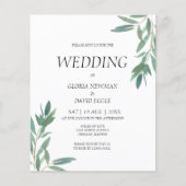 Budget Greenery Waterverf Wedding Invitation (Voorkant)
