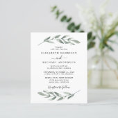 Budget Greenery Waterverf Wedding Invitation (Staand voorkant)