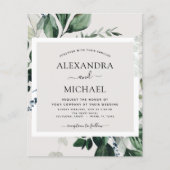 Budget Greenery Waterverf Wedding Invitations (Voorkant)