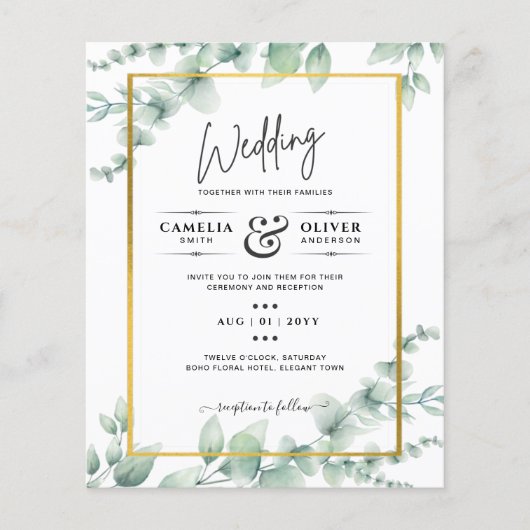 BUDGET Greenery Weddenschap QR CODE RSVP Flyer (Voorkant)