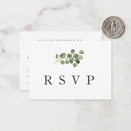 Budget Greenery Wedding Response RSVP-kaart Notitiekaartje (Voorkant / Achterkant in situ)