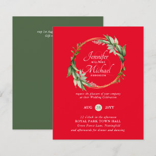 BUDGET Greenery Wreath Wedding Invitations