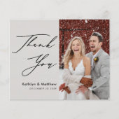 Budget Grey Elegant Script Modern Weddin Dank u (Voorkant)