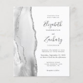 Budget Grey White Silver Agate Wedding Uitnodiging (Voorkant)