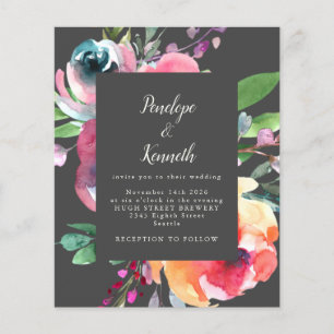 Budget Grijs Aquarel Bloem Motief Elegante Trouw