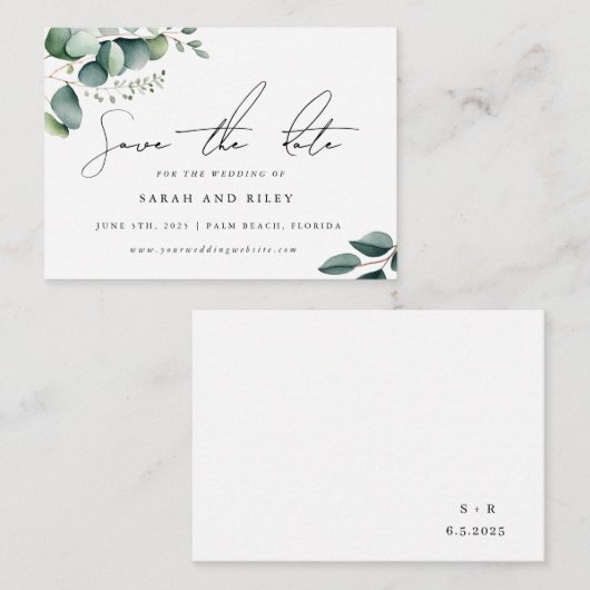 BUDGET Groen Bruiloft Save The Date Uitnodiging (Voorkant / Achterkant)