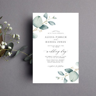 Budget groen eucalyptus trouwkaart