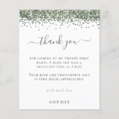 Budget Groen Glitter Foto 21e Verjaardag Bedankt (Voorkant)