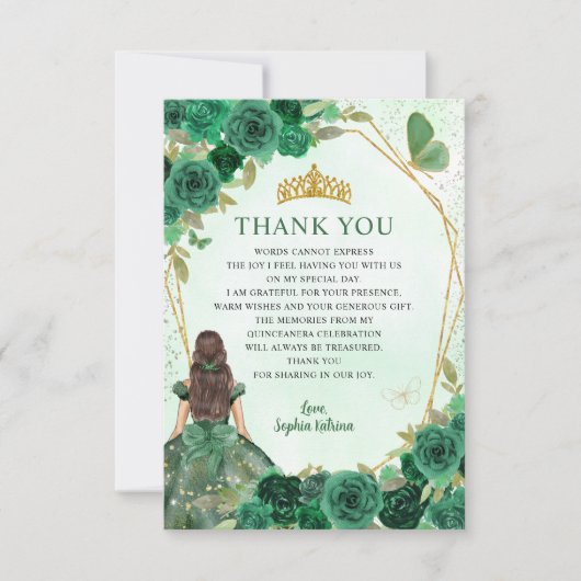 Budget Groen Goud Prinses Mis Quince Dank u Notitiekaartje (Voorkant)