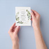 Budget Groen Moderne QR Code Bruiloft Uitnodiging Flyer (Hand)