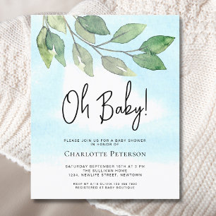 Budget Groen Oh Baby Baby shower Invitation