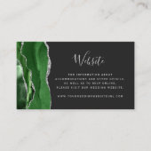 Budget Groen Zilver Agate Donkere Trouw QR Code Informatiekaartje (Voorkant)