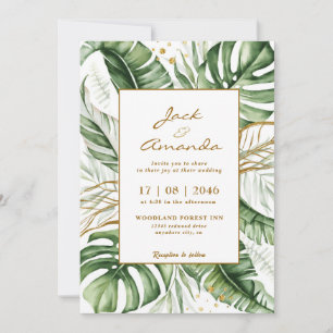Budget Groene Blad Boho Groen Huwelijksuitnodiging Kaart