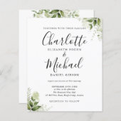 Budget groene bladeren script trouwkaart (Voorkant / Achterkant)