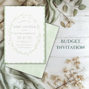 Budget Groene Scallop Lijst Baby shower Kaart