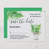 BUDGET Groene Varens Trouwwkaart Save the Date (Voorkant / Achterkant)