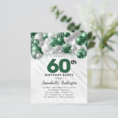 Budget Groene Zilveren Ballon Glitter 60e Verjaard (Staand voorkant)