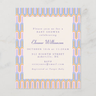 Budget groovy cute periwinkle babyshower uitnodigi