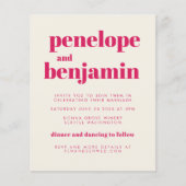 Budget Groovy Hot Pink All-in-One Wedding Invite (Voorkant)