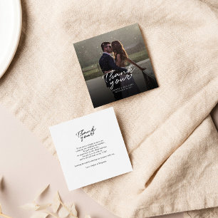 Budget Hand-Lettered Wedding Foto Dank u Notitiekaartje