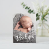 Budget Handgeschreven Foto Baby Bedanktkaart (Staand voorkant)