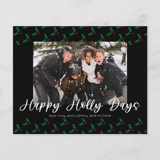 Budget Happy Holly Days Funny kerstfoto (Voorkant)