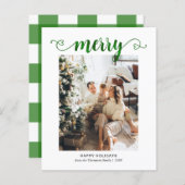 BUDGET Hart Groen Vrolijk Script Foto Kerstmis (Voorkant / Achterkant)