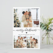 Budget Heart Script 3 Photo Collage Christmas Kaar (Staand voorkant)