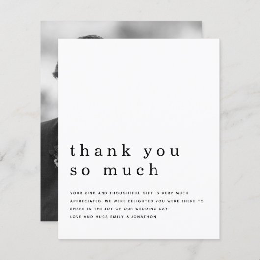 Budget hedendaagse Pas getrouwd Foto Dank u (Voorkant / Achterkant)