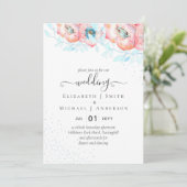 BUDGET Hellebore Turquoise Peach Floral Wedding Kaart (Staand voorkant)