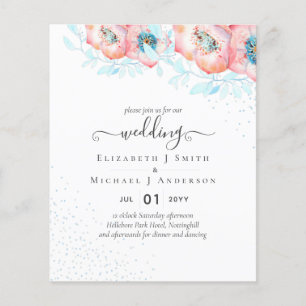 BUDGET Hellebore Turquoise Perzik Bloem Bruiloft Flyer