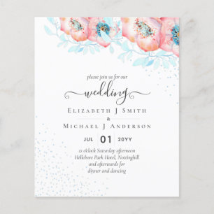 BUDGET Hellebore Turquoise Perzik Bloem Bruiloft Flyer
