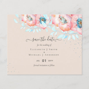 BUDGET Hellebore Turquoise Perzik Bloem Bruiloft Flyer