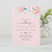 BUDGET Hellebore Turquoise Perzik Bloem Bruiloft Kaart (Staand voorkant)