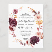 BUDGET Herfst Bourgogne Bloemen Krans Bruiloft (Voorkant)