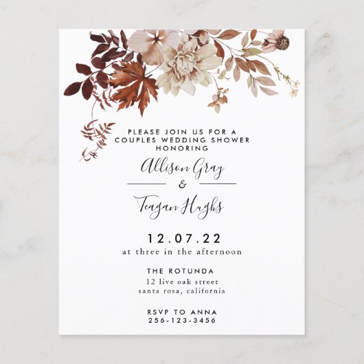 BUDGET Herfst Couples Shower Invitation Flyer (Voorkant)