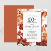 Budget Herfst Flowers 100e verjaardagsuitnodiging (Voorkant / Achterkant)