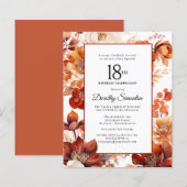 Budget Herfst Flowers 18e Verjaardagsuitnodiging (Voorkant / Achterkant)