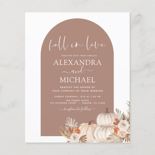 Budget Herfst in Love Wedding Terracotta Flyer (Voorkant)