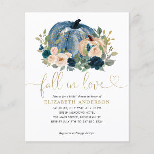 Budget Herfst Love Blue Floral Pumpkin Vrijgezelle Flyer