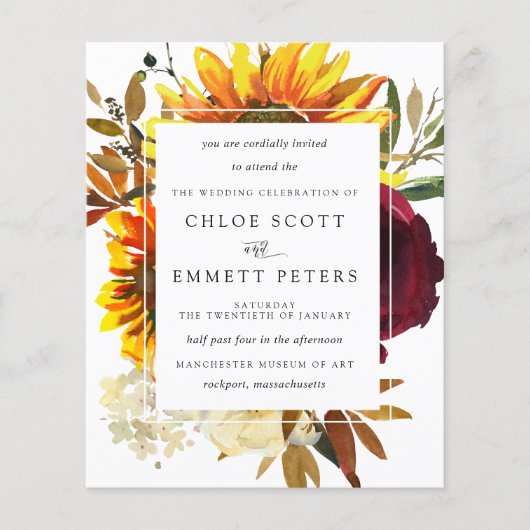 Budget Herfst Sunflower Bourgogne Weddenschap (Voorkant)