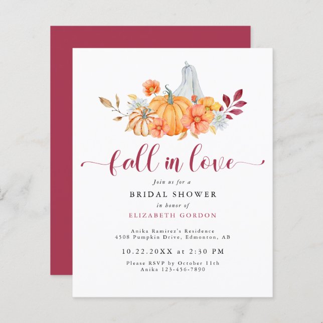 Budget Herfst Vrijgezellenfeest Pumpkin Herfst in  (Voorkant / Achterkant)