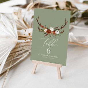 Budget hert sagegroene rustieke elegante tafel num kaart