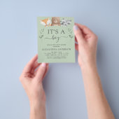 Budget Het is een Baby shower Woodland Greenery Flyer (Hand)