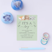 Budget Het is een Baby shower Woodland Greenery Flyer (Enkel)