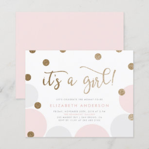 Budget Het is een Girl Pink Gold Confetti Baby sho